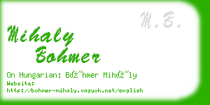 mihaly bohmer business card